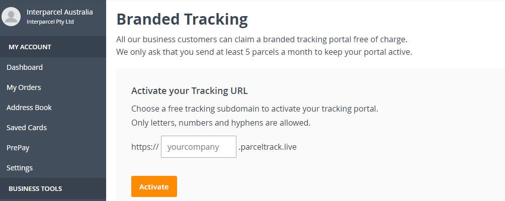 Activate Branded Tracking
